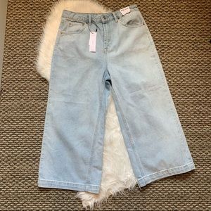 Topshop Wide Leg Crop Denim Jeans Lightwash 32/30